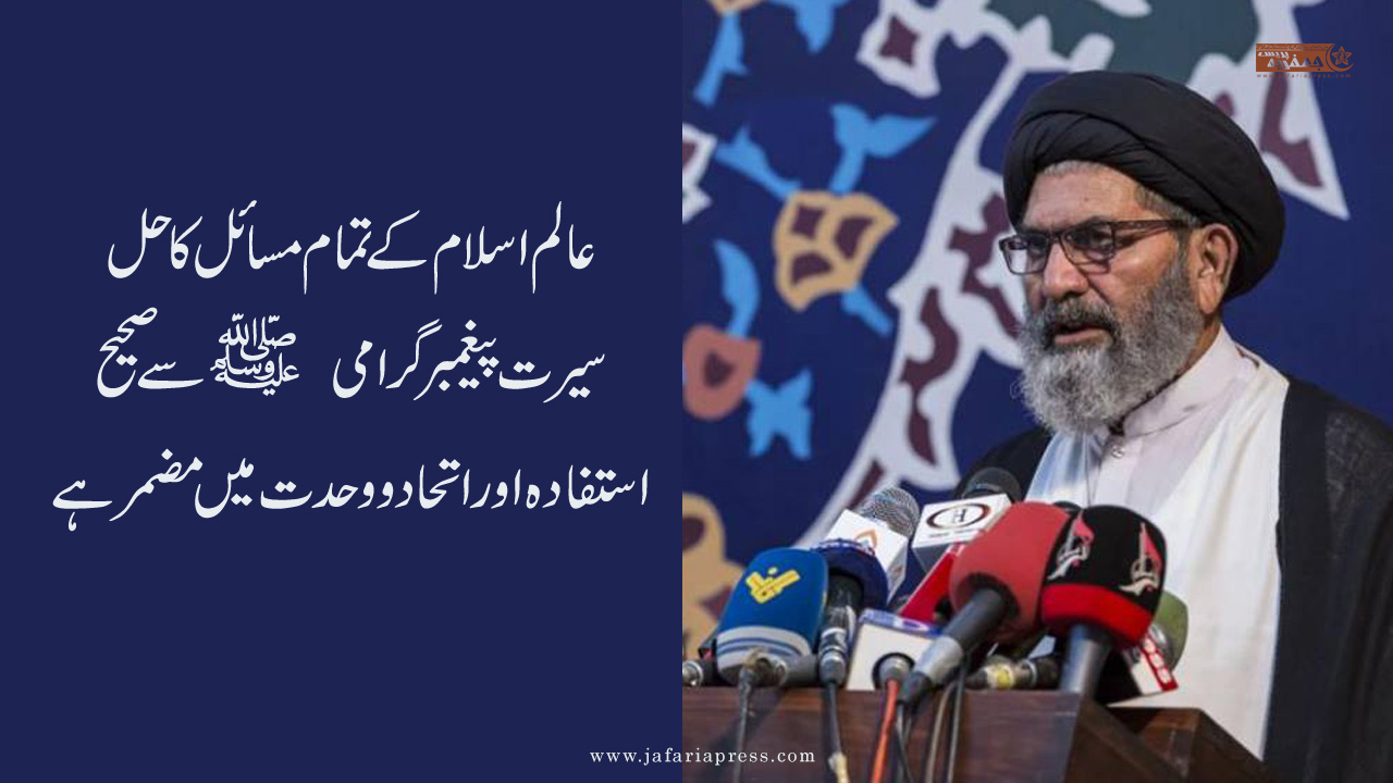 عالم اسلام کے تمام مسائل کا حل سیرت پیغمبر گرامی سے صحیح استفادہ اور اتحاد و وحدت میں مضمر ہے