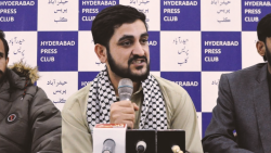 مرکزی صدر جے ایس او پاکستان سید فتح محمد رضوی محرم الحرام 1448 کے حوالے سے خطاب کرتے ہوئے